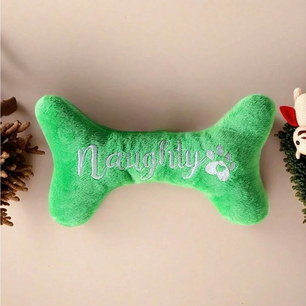 Green Naughty Dog Bone Toy - Picture 1 of 3